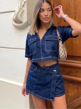Zara Dark Blue Denim Mini Skirt